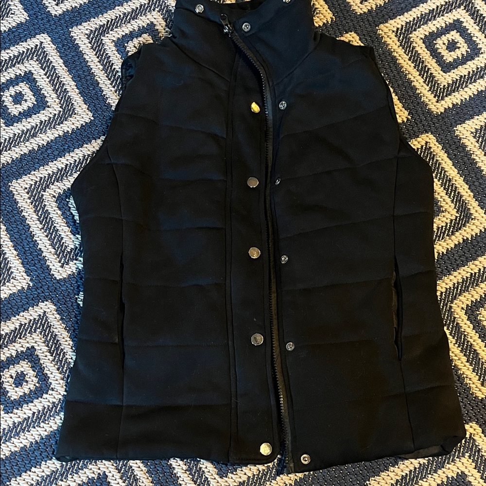 Women’s Black Quilted Puffer Vest with High Collar
